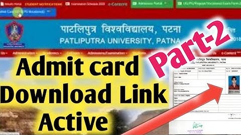 Patliputra University Part - 2 Admit Card Release Download 2021 | How to download ppu part -2