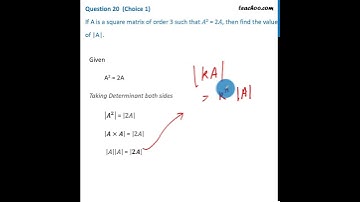Class 12 - If A is a square matrix of order 3 such that A^2 = 2A, then find - Teachoo