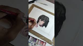drawing "Mikasa's last smile watercolor painting 🖌️🥺💗 #art #anime #mikasa #drawing