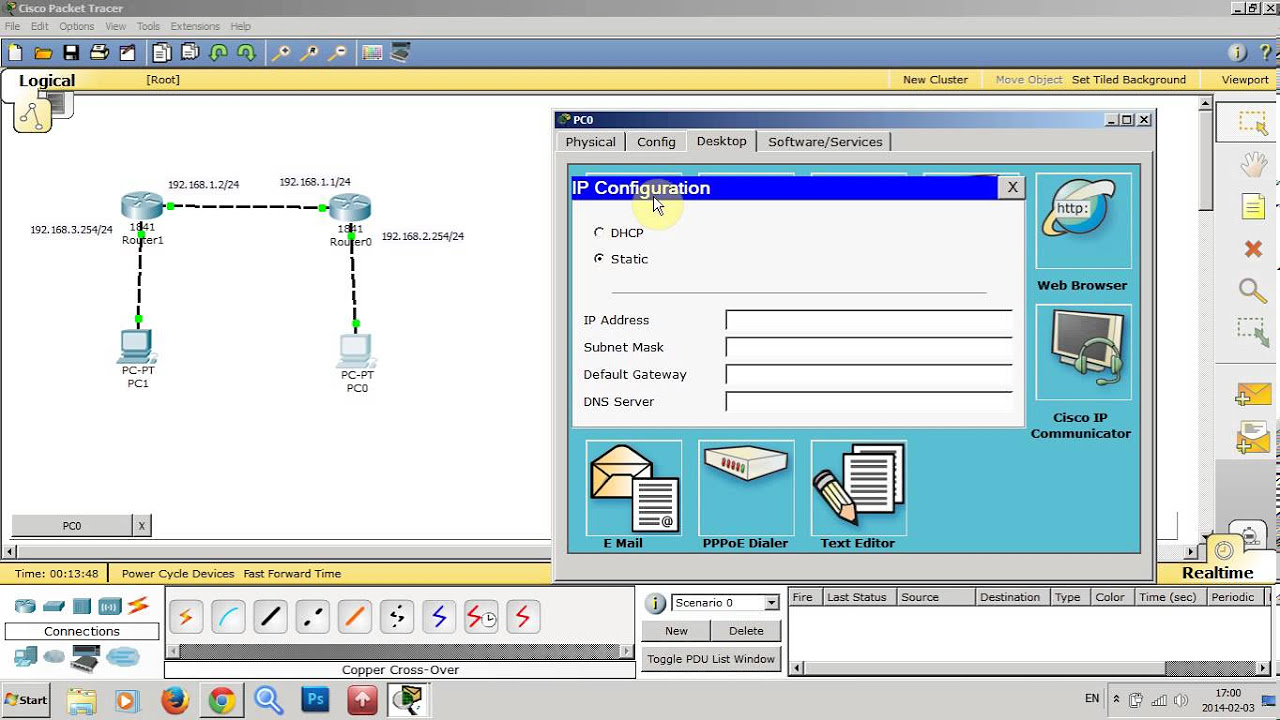 router 2 ตัว วงเดียวกัน  New 2022  Cisco Packet Tracer ตอนที่ 2. การเชื่อมต่อ Router 2 เครื่อง