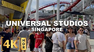 Full Walking Tour at Universal Studios Singapore | 4K HDR | Resorts World Sentosa