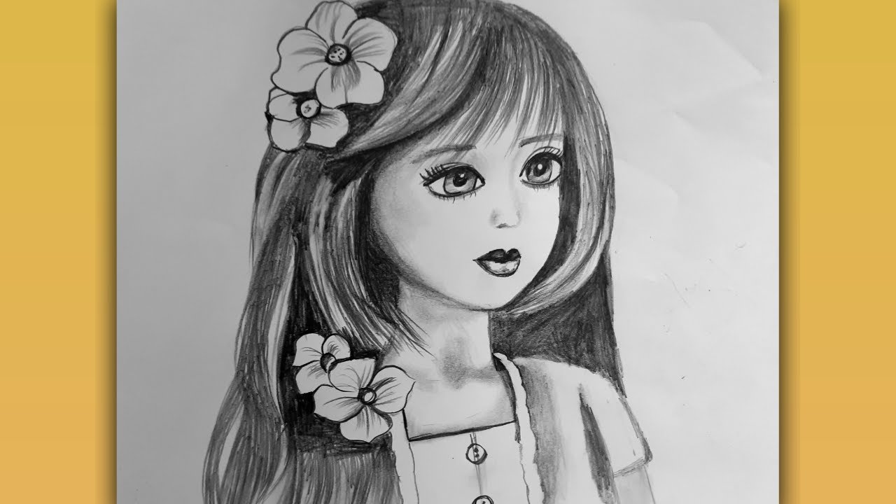 Easy Beautiful Girl Drawing - Pencil Sketch - Step by Step - YouTube
