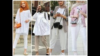 تنسيق ملابس محجبات في اللون الابيض لفصل الصيف/SUMMER HIJAB OUTFITS LOOKBOOK