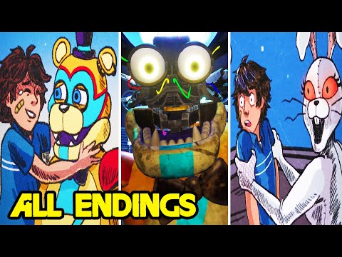 FNAF Security Breach ALL ENDINGS (Good Ending, Bad Ending, True Ending & Secret Ending)