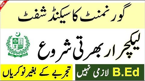 Govt Lecturer jobs - Daily wages - second shift Part time jobs
