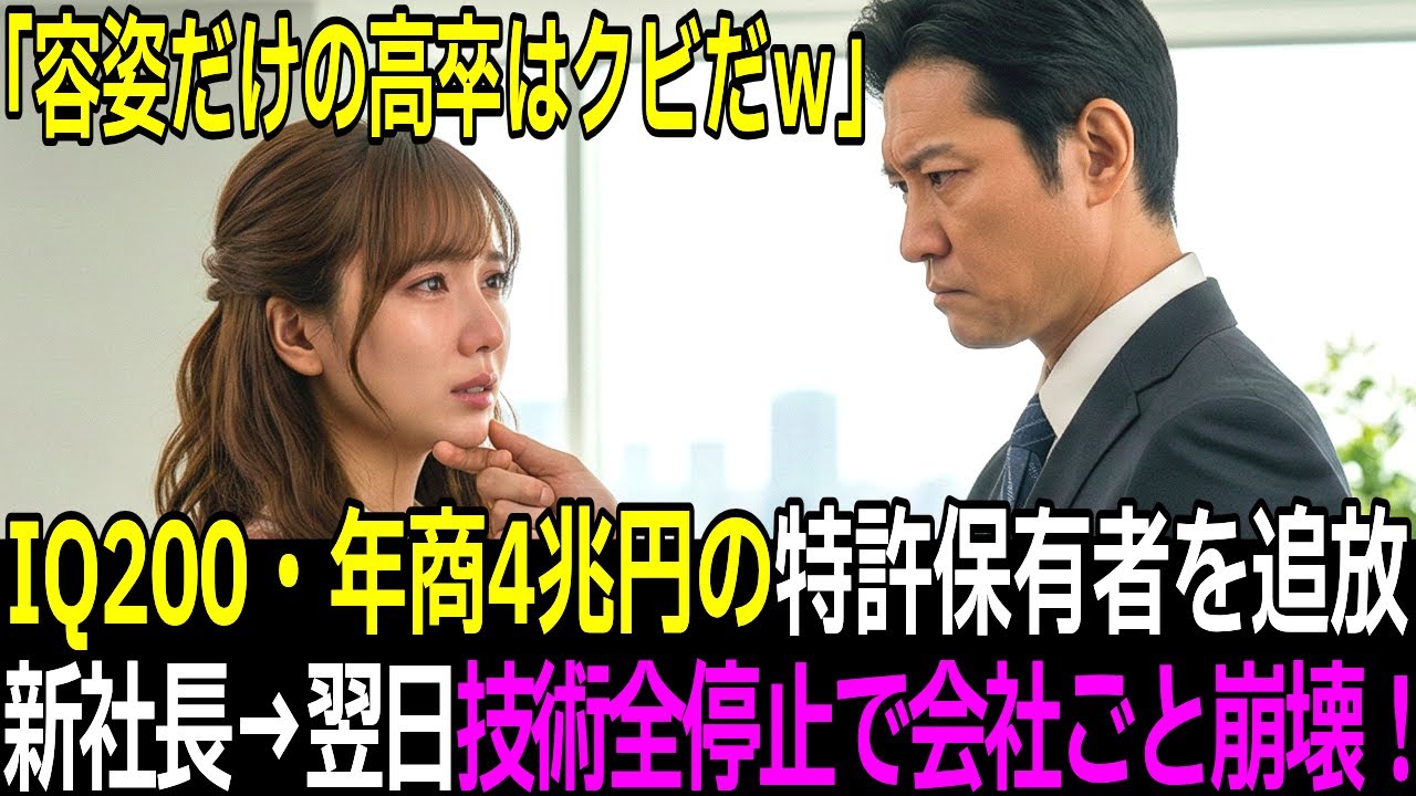 「容姿だけの高卒はクビだｗ」IQ200で年商4兆円の特許保有者を追い出した新社長→翌日、電撃転職で技術停止！会社は即破産し業界追放された結果…【スカッとする話】【朗読】