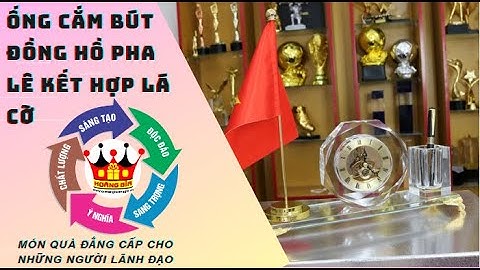 Ống Cắm Bút Đồng Hồ Pha Lê Kết Hợp Cờ Để Bàn Làm Việc