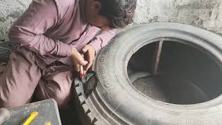How to Repair a Tire with Small Tools and Tire Repairing video
