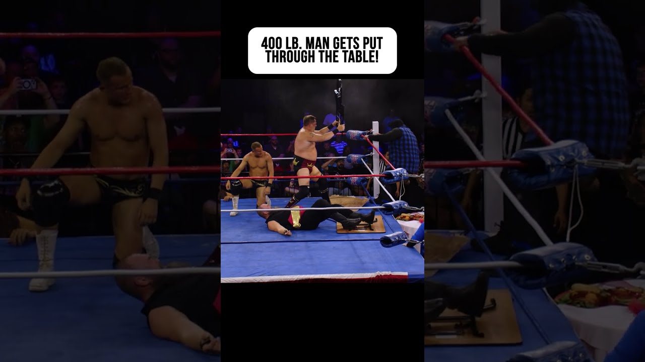 King Trevor Murdoch Puts 400 lb Wrestler Through A Table!
