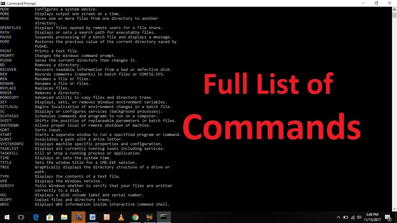 win 10 command prompt commands