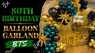 80th Birthday Balloon Decor | Gold Shimmer Wall. Luxury balloon garland bTS| Event Setup