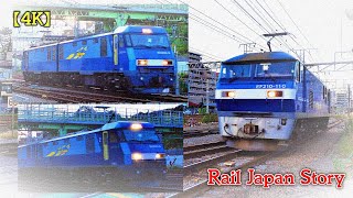 Train in Japan | EH200 & EF210 JR Freight three electric locomotives light running, Tsurumi Yokohama
