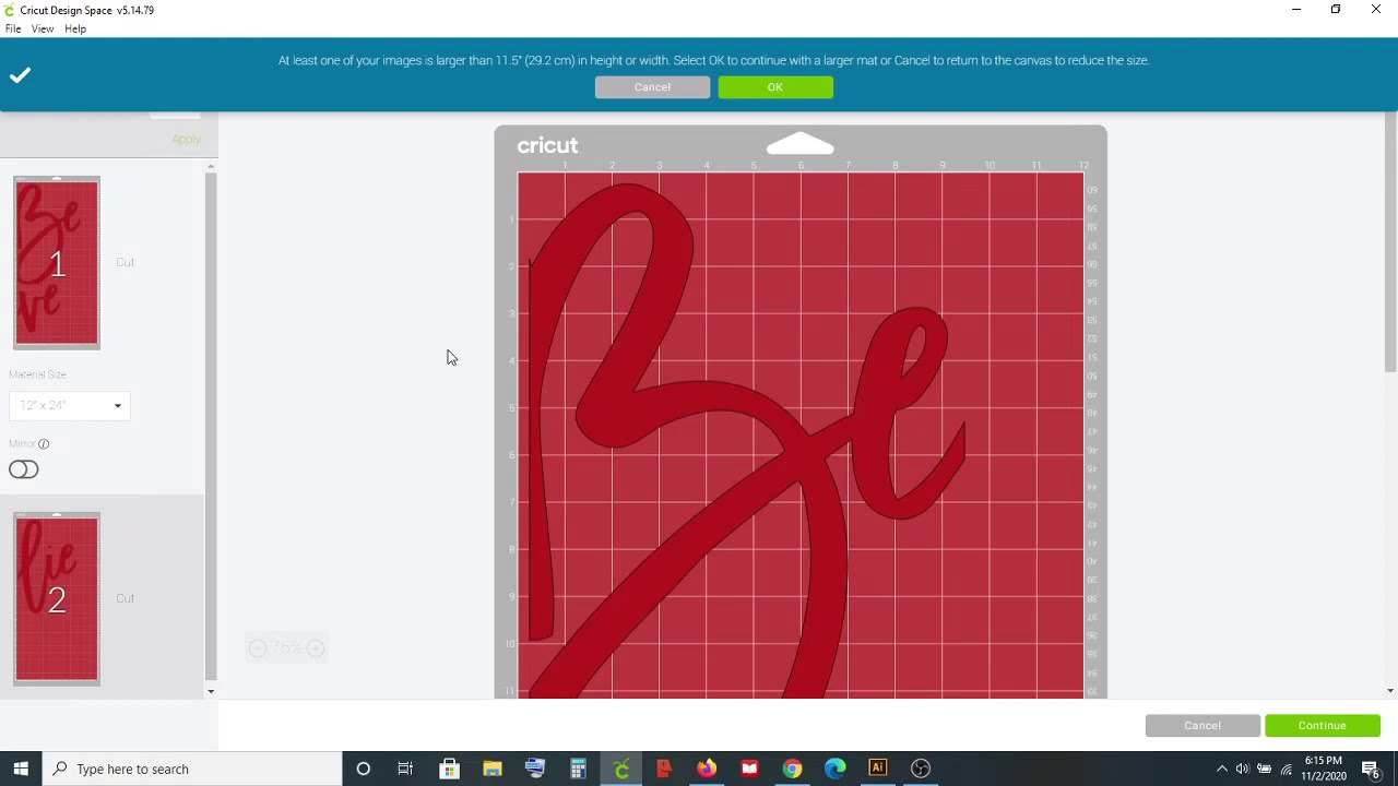 How To Cut A Large Design In Cricut Design Space Youtube