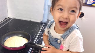 【楽しくクッキング♪】ホットケーキ作りにチャレンジ！【ちびっこモッパン】