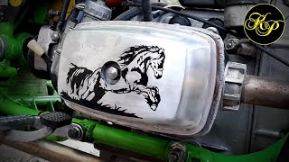 Motorcycle decoration with a pattern.