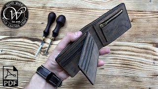 Making a Bifold wallet from PullUp leather Tobacco by #wildleathercraft. Free pattern PDF.