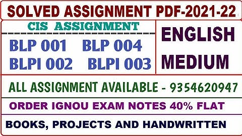 CIS Solved assignment 2021-22 / CIS Solved assignment English / Blp 01,04 BLPI 02,03 Assignment