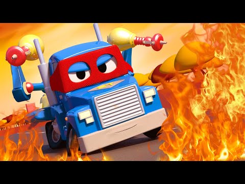 Büyük Yangın Kurtarışı - Süper Kamyon Carl araba şehrinde 🚚 ⍟ Çocuklar için çizgi filmler