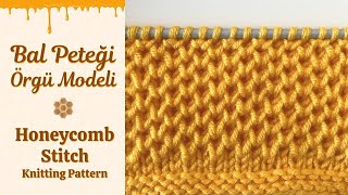 Bal Peteği Örgü Modeli - Honeycomb Stitch Knitting Pattern