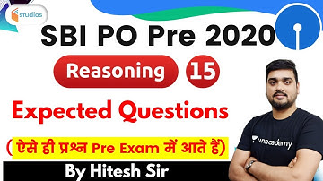 11:00 AM - SBI PO Pre 2020 | Reasoning by Hitesh Sir | Expected Questions