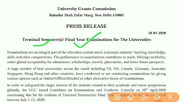 Last Year exam news | final year exam | ugc Guidelines | atkt | backlog | exam update |