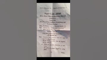BSc 5th Semester Zoology Question Paper 2024–25 2nd Paper #mjpru #bsc #5thsem #physics  #shorts