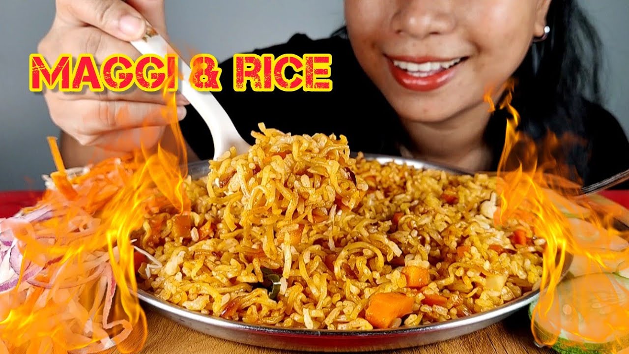 MAGGI AND RICE MUKBANG | COOKING AND EATING MAGGI AND RICE | COMFORT ...