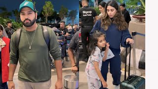 Captain Rohit Sharma At The Airport With His Beautiful Wife And Cute Samaira