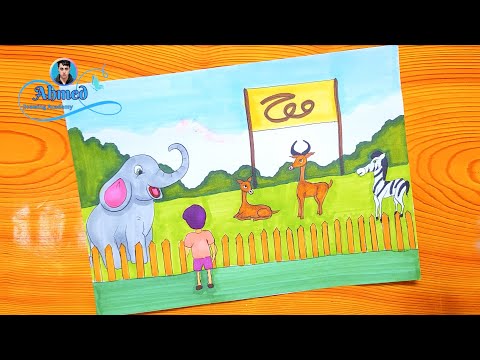رسم حديقه الحيوان رسم حديقه حيوان Zoo Drawing Hayvanat Bahçesi çizimi Dessin De Zoo 4