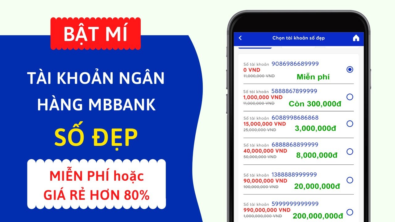 Cách mở TÀI KHOẢN SỐ ĐẸP ngân hàng MBBank online miễn phí và siêu rẻ