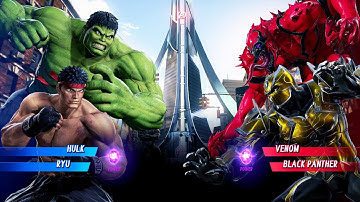 Hulk & Ryu vs Carnage & Black Panther (Very Hard) - Marvel vs Capcom | 4K UHD Gameplay