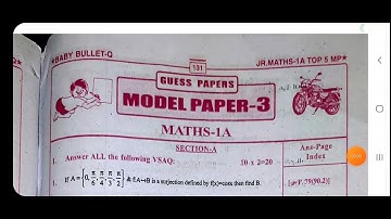 JUNIOR INTER MATHS 1A  BABY BULLET GUESS PAPER-5 MATHS 1A MODEL QUESTION PAPER for #inter2023