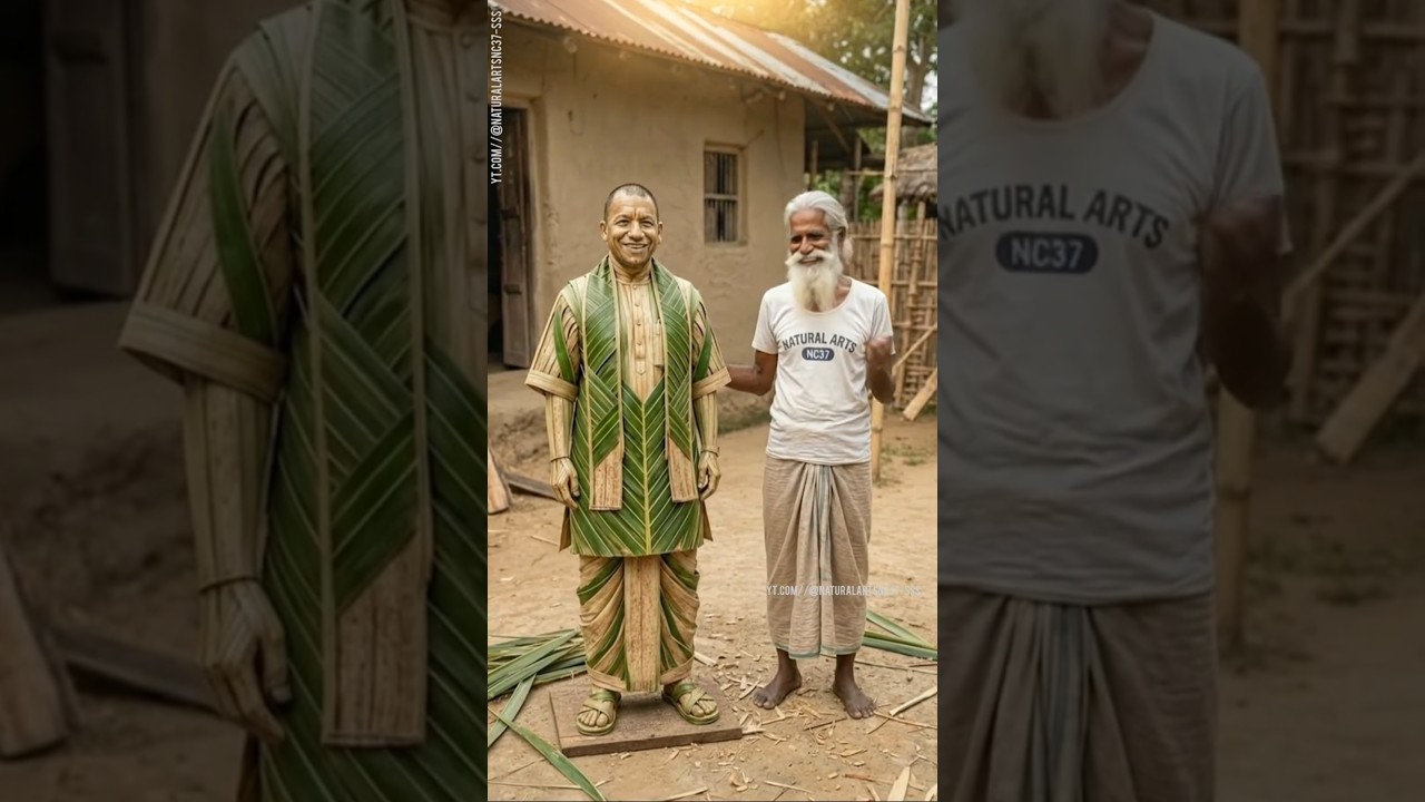 Yogi Adityanath Ji Coconut Leaf Statue 🙏🌿 | Natural Art 