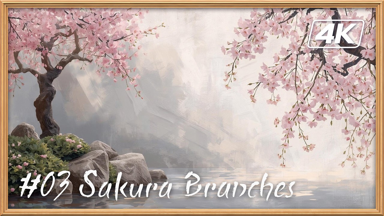 Zen Garden Gallery #03 | Sakura Branches (Oil Painting) | 4K Minimal Ambient