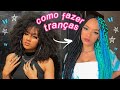 como fazer box braids azul e preto // passo a passo fácil 💙🔥