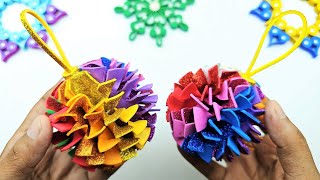 DIY Beautiful Christmas Ball Making || Handmade Glitter Foam Ornaments || Best Holiday Crafts Idea