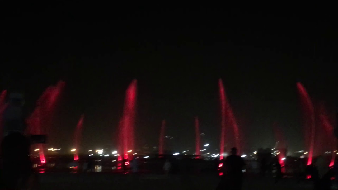 Water and fire show at DFC YouTube