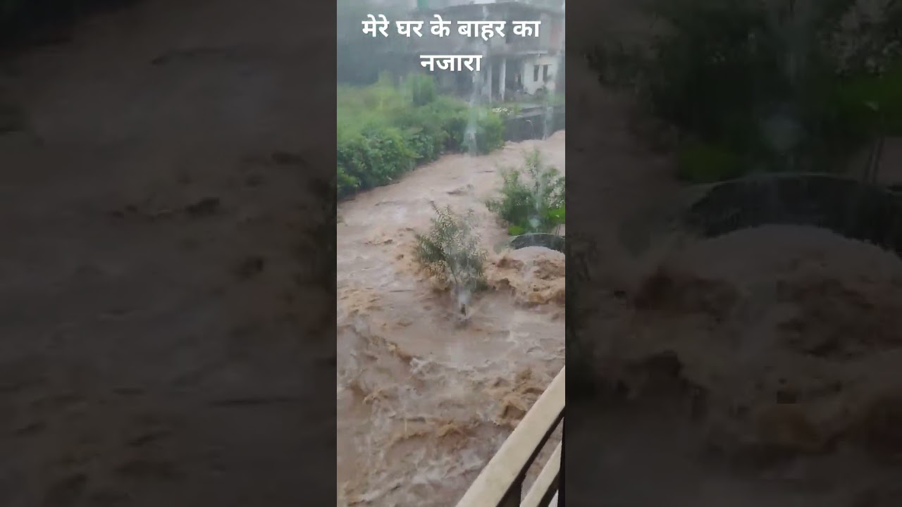Heavy Rain in Shahpur Kangra heavy flood in Small river #landslide #travel #nature