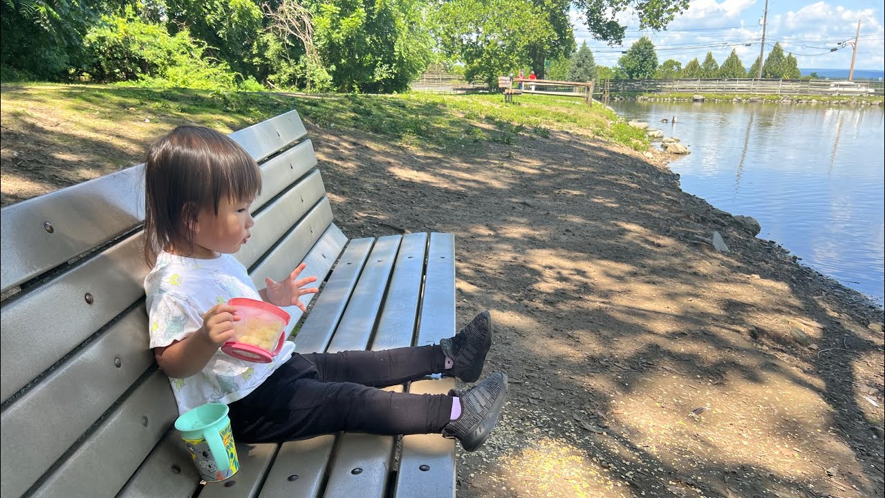 Ariel first time goes hiking on a trail