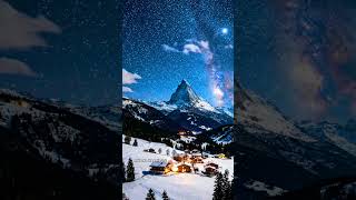 Starry Snow Mountain Night Therapy 🌌❄️ | Peaceful Winter Relaxation#nature #sleepmusic #stressrelief