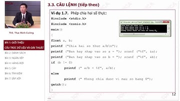 Câu lệnh - Cấu Trúc Dữ Liệu Và Giải Thuật (ThS Thạc Bình Cường) #6 | E-Learning