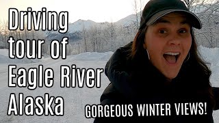 Driving Tour of Eagle River Alaska in Winter! Shopping & Food Options + FAMILY Fun!!