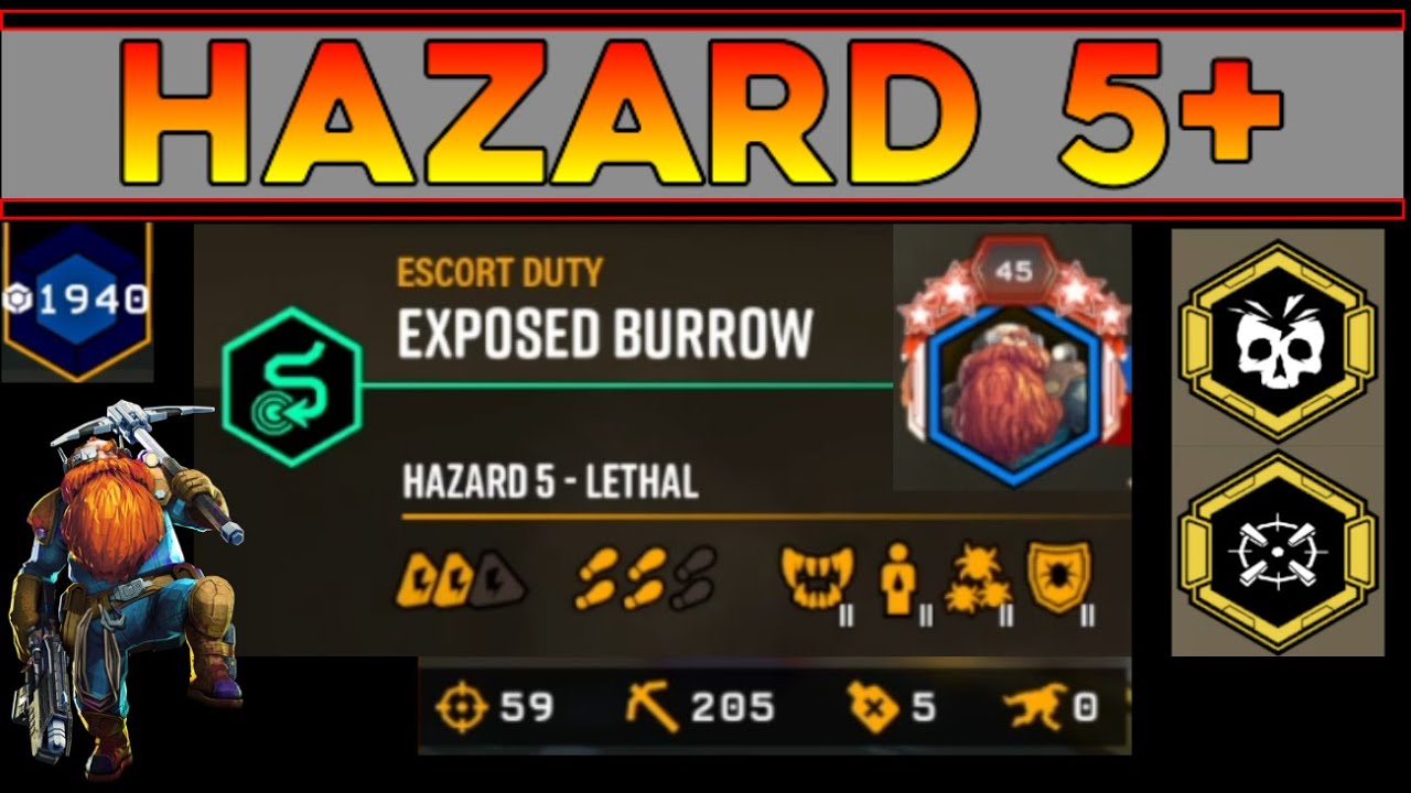 Hazard 5+ All Modifiers Escort (0 Downs) | Deep Rock Galactic