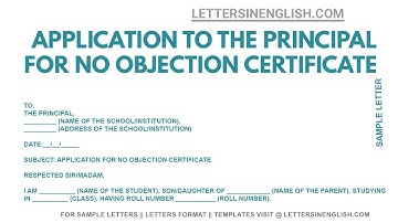 Application to Principal for (NOC) No Objection Certificate Format | Letters in English