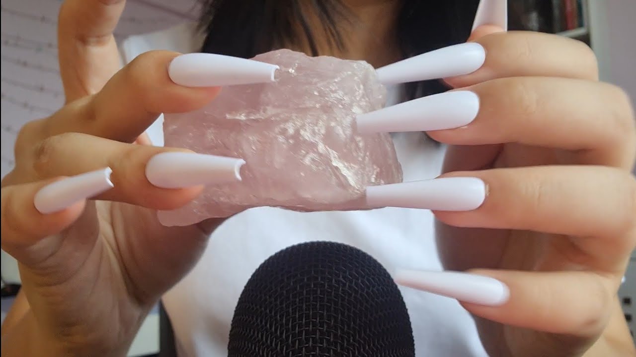 ASMR tapping and scratching on crystal (no talking)