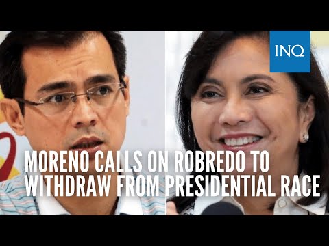 Moreno calls on Robredo to withdraw from presidential race