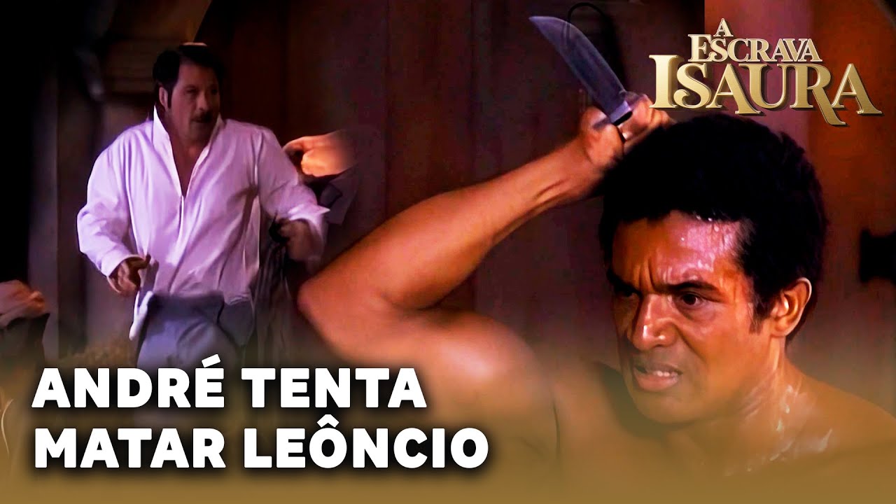 A ESCRAVA ISAURA: Antes de fugir, André corre até o celeiro e tenta matar Leôncio