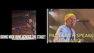 Keith Richards Speaks Italian & Mick Jagger Runs Across The Stage on 6/21/22