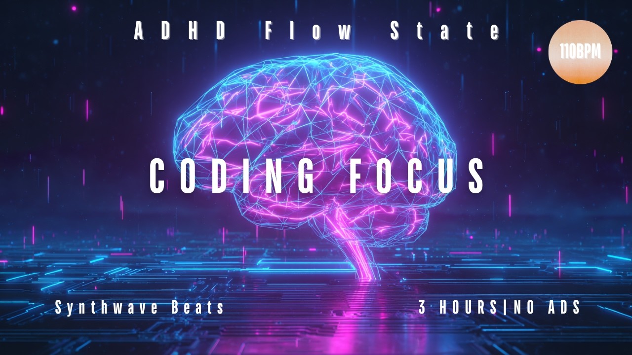 ADHD Coding Music   110 BPM Synthwave Beats for Programming & Deep Focus