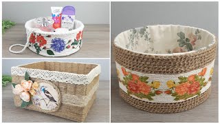 DIY flower organizers made from jute twine